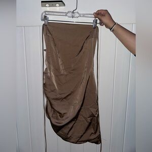 Brown Satin Backless Princess Polly Dress